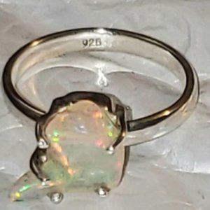 Ethiopian Raw Opal 925 Sterling Silver Ring Size 7 - Oct. Birth Stone